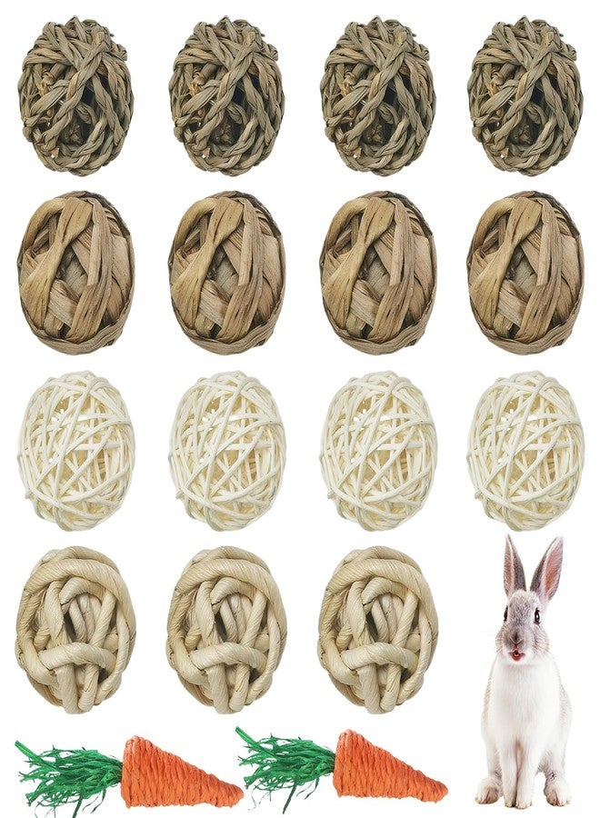 kathson 17 Pcs Natural Rabbit Chew Toys Guinea Pig Toys Small Animal Play Ball Bunny Activity Chinchilla Rolling Toy Gnawing Treats Grass Balls for Pet Rat Hamsters Gerbils Mice Cage Entertainment - Image 1